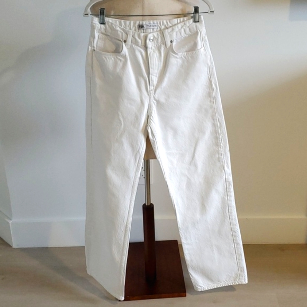 Zara high rise white denim jeans jeans size 6 excellent condition